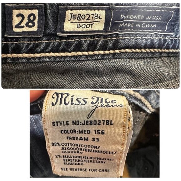 Miss Me Set of 2 Jean Women 28 Blue Bootcut & Skinny Cowgirl Western Y2K Studded - Picture 5 of 16